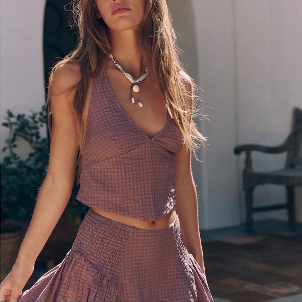 Free People - Free-est Mauve Halter Top and Skirt Set